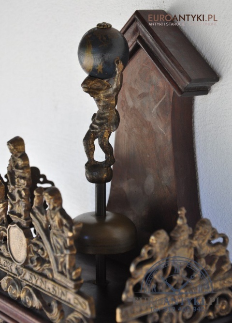 STARY HOLENDERSKI ZEGAR WISZĄCY ANTYK Z HOLANDII HOLENDER Z ATLASEM