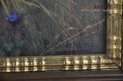 STARY OBRAZ Z JEZUSEM CHRYSTUSEM 100 LETNIE DREWNIANE RZEŻBIONE RAMY JEZUS CHRYSTUS Z WIERNYMI