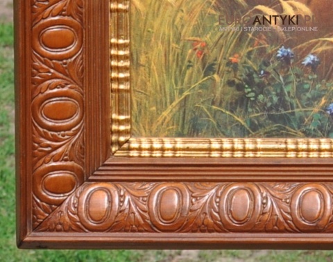 STARY OBRAZ Z JEZUSEM CHRYSTUSEM 100 LETNIE DREWNIANE RZEŻBIONE RAMY JEZUS CHRYSTUS Z WIERNYMI