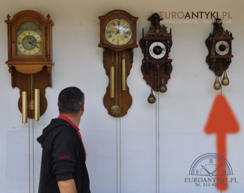 STARY ZEGAR WISZĄCY HOLENDER Z ATLASEM ORYGINALNY HOLLAND