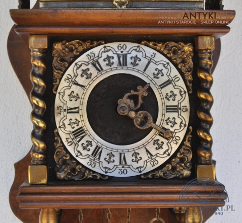 STARY ZEGAR WISZĄCY HOLENDER Z ATLASEM ORYGINALNY HOLLAND