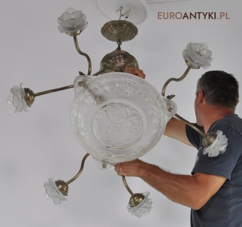 Żyrandol art deco oryginalny unikat do salonu pałacu zamku. Prawdziwy antyk