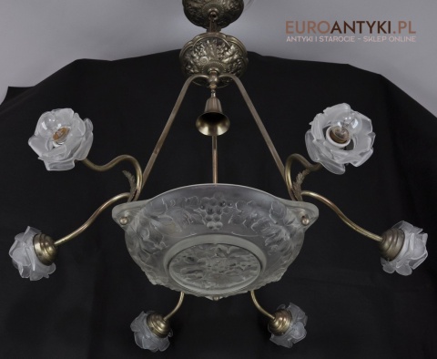 Żyrandol art deco oryginalny unikat do salonu pałacu zamku. Prawdziwy antyk