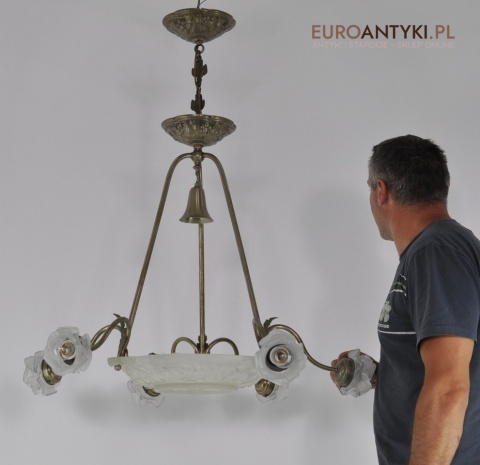 Żyrandol art deco oryginalny unikat do salonu pałacu zamku. Prawdziwy antyk
