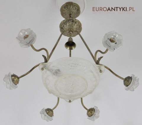 Żyrandol art deco oryginalny unikat do salonu pałacu zamku. Prawdziwy antyk