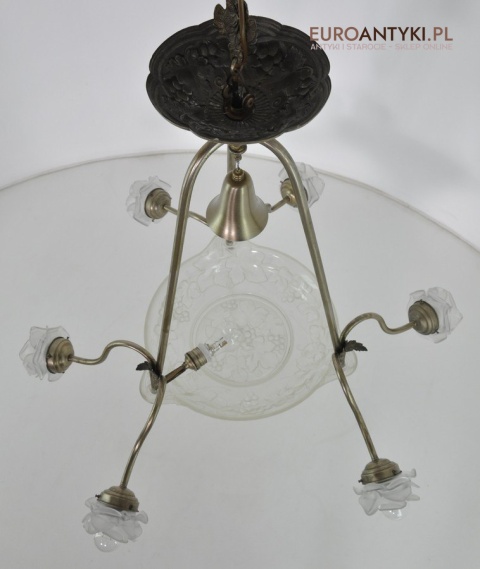 Żyrandol art deco oryginalny unikat do salonu pałacu zamku. Prawdziwy antyk