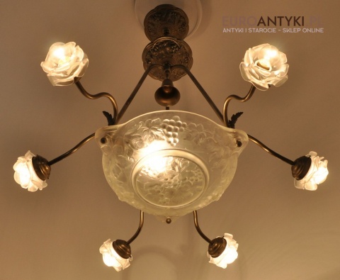 Żyrandol art deco oryginalny unikat do salonu pałacu zamku. Prawdziwy antyk