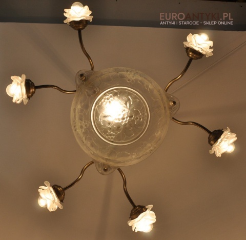 Żyrandol art deco oryginalny unikat do salonu pałacu zamku. Prawdziwy antyk