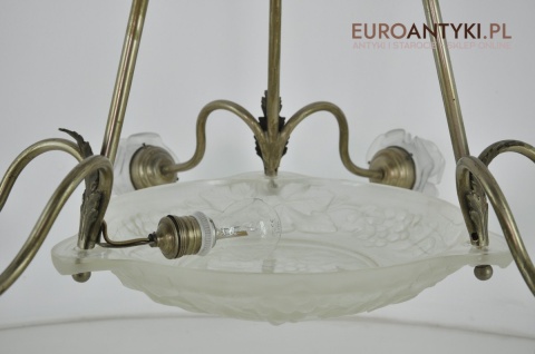 Żyrandol art deco oryginalny unikat do salonu pałacu zamku. Prawdziwy antyk