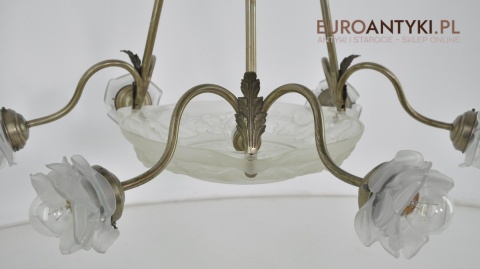 Żyrandol art deco oryginalny unikat do salonu pałacu zamku. Prawdziwy antyk