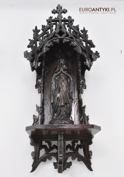 Gotycka kapliczka antyczna z Matką boską. Prawdziwy antyk Grunderzeit.