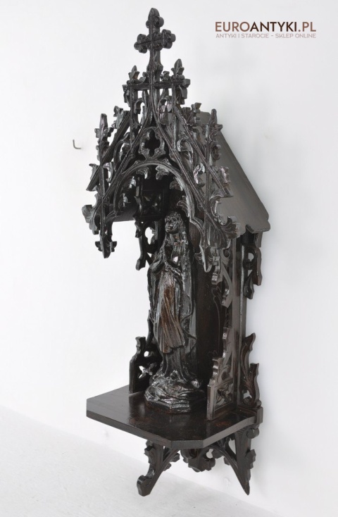 Gotycka kapliczka antyczna z Matką boską. Prawdziwy antyk Grunderzeit.