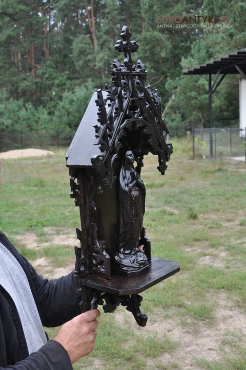 Gotycka kapliczka antyczna z Matką boską. Prawdziwy antyk Grunderzeit.