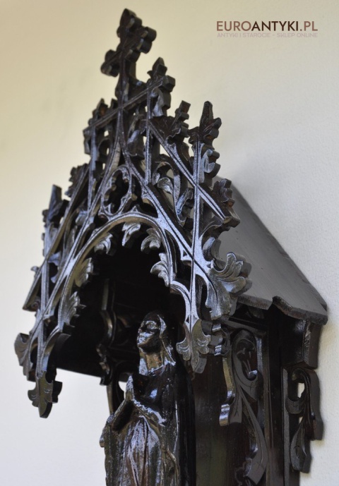 Gotycka kapliczka antyczna z Matką boską. Prawdziwy antyk Grunderzeit.