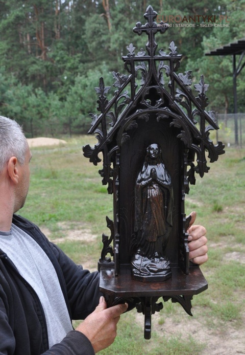 Gotycka kapliczka antyczna z Matką boską. Prawdziwy antyk Grunderzeit.