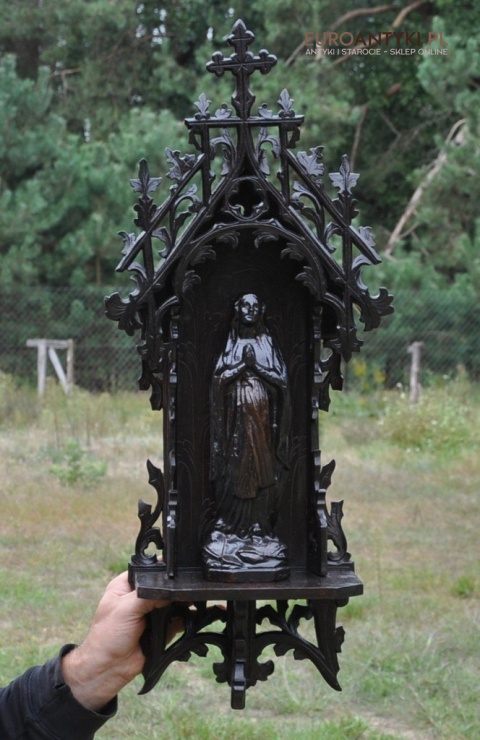 Gotycka kapliczka antyczna z Matką boską. Prawdziwy antyk Grunderzeit.