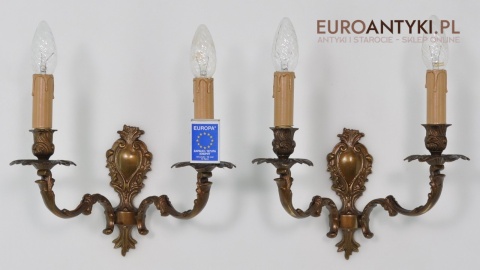 2 Duże stare lampy kinkiety dwuramienne secesyjne brązowe