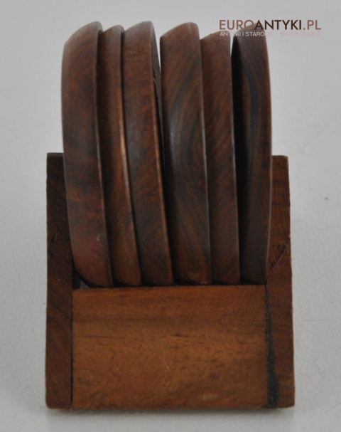 INTARSJONOWANE DREWNIANE PODSTAWKI POD FILIŻANKE SZKLANKE INTARSJE ANTYK