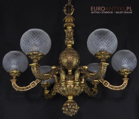 Ludwik XVI pałacowy żyrandol pozłacany. Styl francuski. Antyk Unikat.