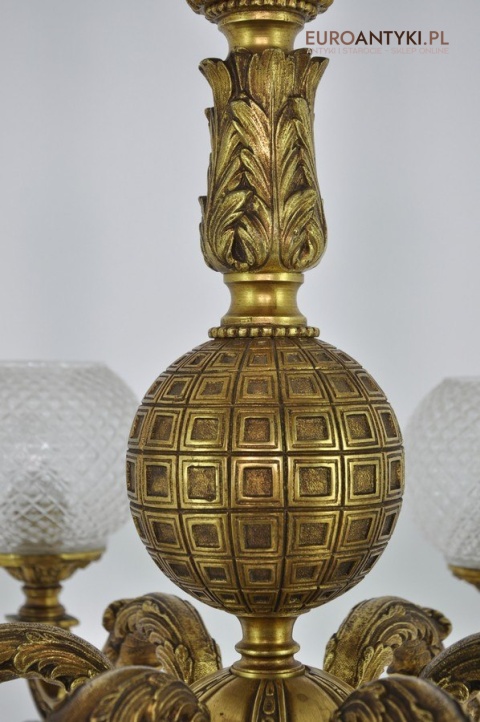 Ludwik XVI pałacowy żyrandol pozłacany. Styl francuski. Antyk Unikat.