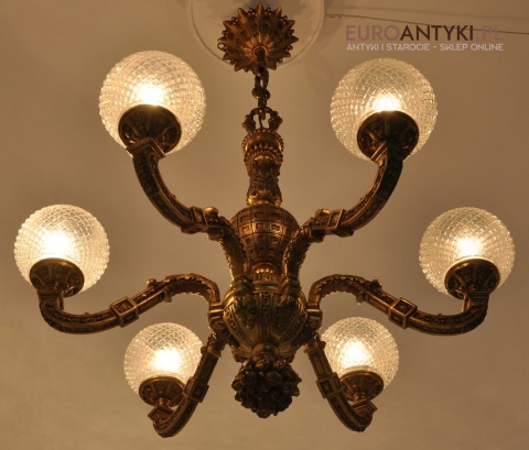Ludwik XVI pałacowy żyrandol pozłacany. Styl francuski. Antyk Unikat.