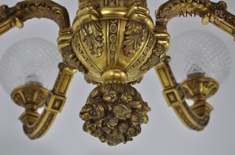Ludwik XVI pałacowy żyrandol pozłacany. Styl francuski. Antyk Unikat.