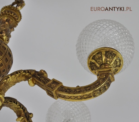 Ludwik XVI pałacowy żyrandol pozłacany. Styl francuski. Antyk Unikat.