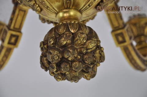 Ludwik XVI pałacowy żyrandol pozłacany. Styl francuski. Antyk Unikat.
