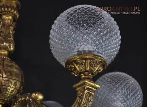 Ludwik XVI pałacowy żyrandol pozłacany. Styl francuski. Antyk Unikat.