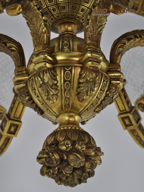 Ludwik XVI pałacowy żyrandol pozłacany. Styl francuski. Antyk Unikat.