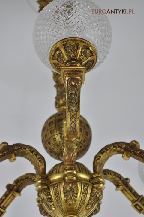 Ludwik XVI pałacowy żyrandol pozłacany. Styl francuski. Antyk Unikat.