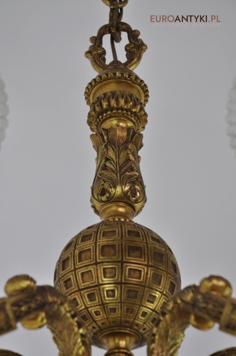 Ludwik XVI pałacowy żyrandol pozłacany. Styl francuski. Antyk Unikat.