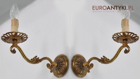 SECESYJNE KINKIETY LAMPKI LAMPY NA ŚCIANE Z MOSIĄDZU SECESJA ZŁOTE ZŁOTY KOLOR STARE ZŁOTO