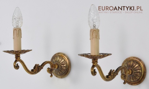SECESYJNE KINKIETY LAMPKI LAMPY NA ŚCIANE Z MOSIĄDZU SECESJA ZŁOTE ZŁOTY KOLOR STARE ZŁOTO