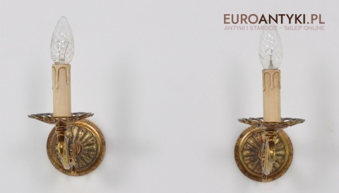 SECESYJNE KINKIETY LAMPKI LAMPY NA ŚCIANE Z MOSIĄDZU SECESJA ZŁOTE ZŁOTY KOLOR STARE ZŁOTO