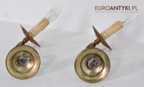 SECESYJNE KINKIETY LAMPKI LAMPY NA ŚCIANE Z MOSIĄDZU SECESJA ZŁOTE ZŁOTY KOLOR STARE ZŁOTO