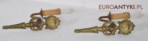 STARE LAMPY ANTYKI 2 KINKIETY Z MOSIĄDZU OŚWIETLENIE ANTYCZNE