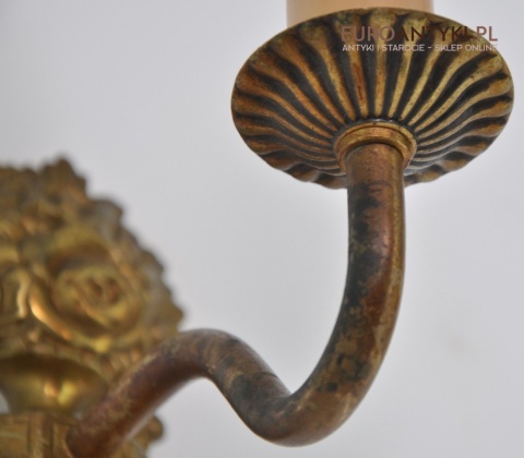 STARE LAMPY ANTYKI 2 KINKIETY Z MOSIĄDZU OŚWIETLENIE ANTYCZNE