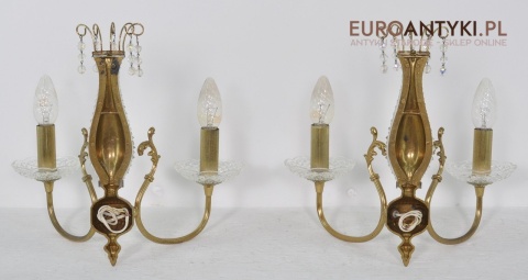 masywne mosieżne kinkiety