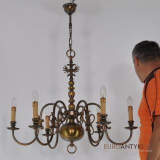 ŻYRANDOL SALONOWY CHIPPENDALE Z BRĄZU DUŻY DUŻA LAMPA KLASYCZNA SALONOWA