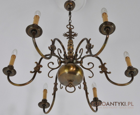 ŻYRANDOL SALONOWY CHIPPENDALE Z BRĄZU DUŻY DUŻA LAMPA KLASYCZNA SALONOWA