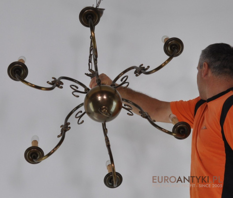 ŻYRANDOL SALONOWY CHIPPENDALE Z BRĄZU DUŻY DUŻA LAMPA KLASYCZNA SALONOWA