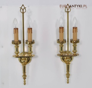 2 duże mosiężne kinkiety. Stare lampy ścienne w stylu EMPIRE