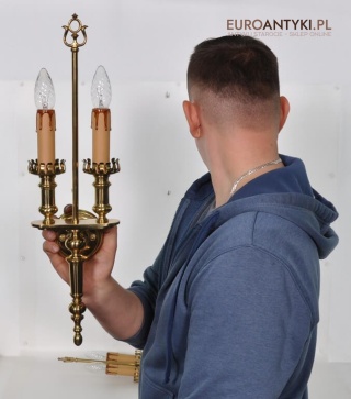 2 duże mosiężne kinkiety. Stare lampy ścienne w stylu EMPIRE