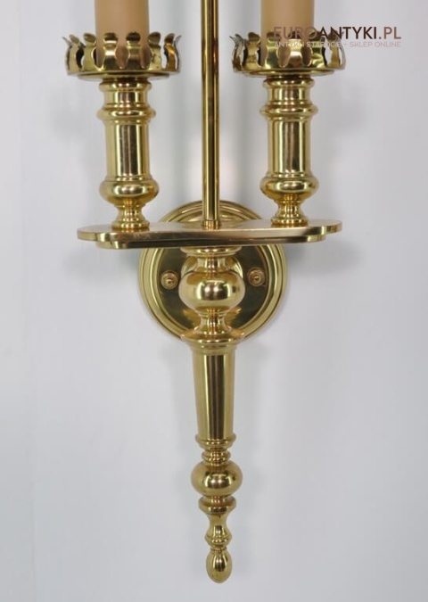 2 duże mosiężne kinkiety. Stare lampy ścienne w stylu EMPIRE