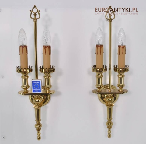2 duże mosiężne kinkiety. Stare lampy ścienne w stylu EMPIRE