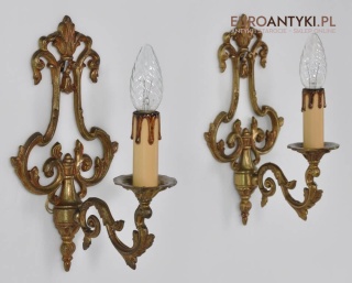 2 mosiężne secesyjne kinkiety. Wyjątkowe lampy ścienne.