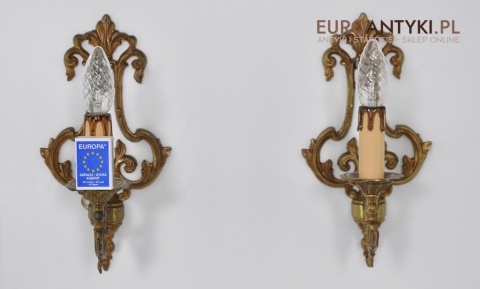 2 mosiężne secesyjne kinkiety. Wyjątkowe lampy ścienne.