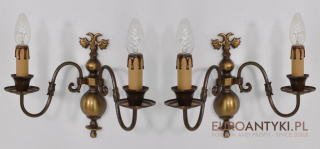 Stare lampy Biedermeier Chippendale. Kinkiety z brązu do pająka.