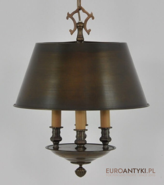 Lampa Empire do gabinetu kuchni knajpy pubu klubu. Lampka wisząca stożkowa z brązu.